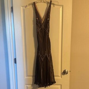 WORN ONCE Adrianna Papell Brown Backless Dress